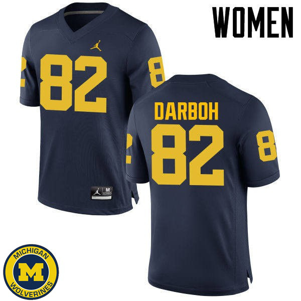 Women University of Michigan #82 Amara Darboh Navy Official Game Football Jersey